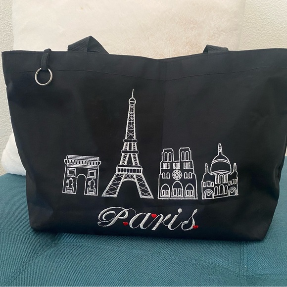 Handbags - Black Paris tote, Large with 1 inside compartment. Purchased in Paris France.
